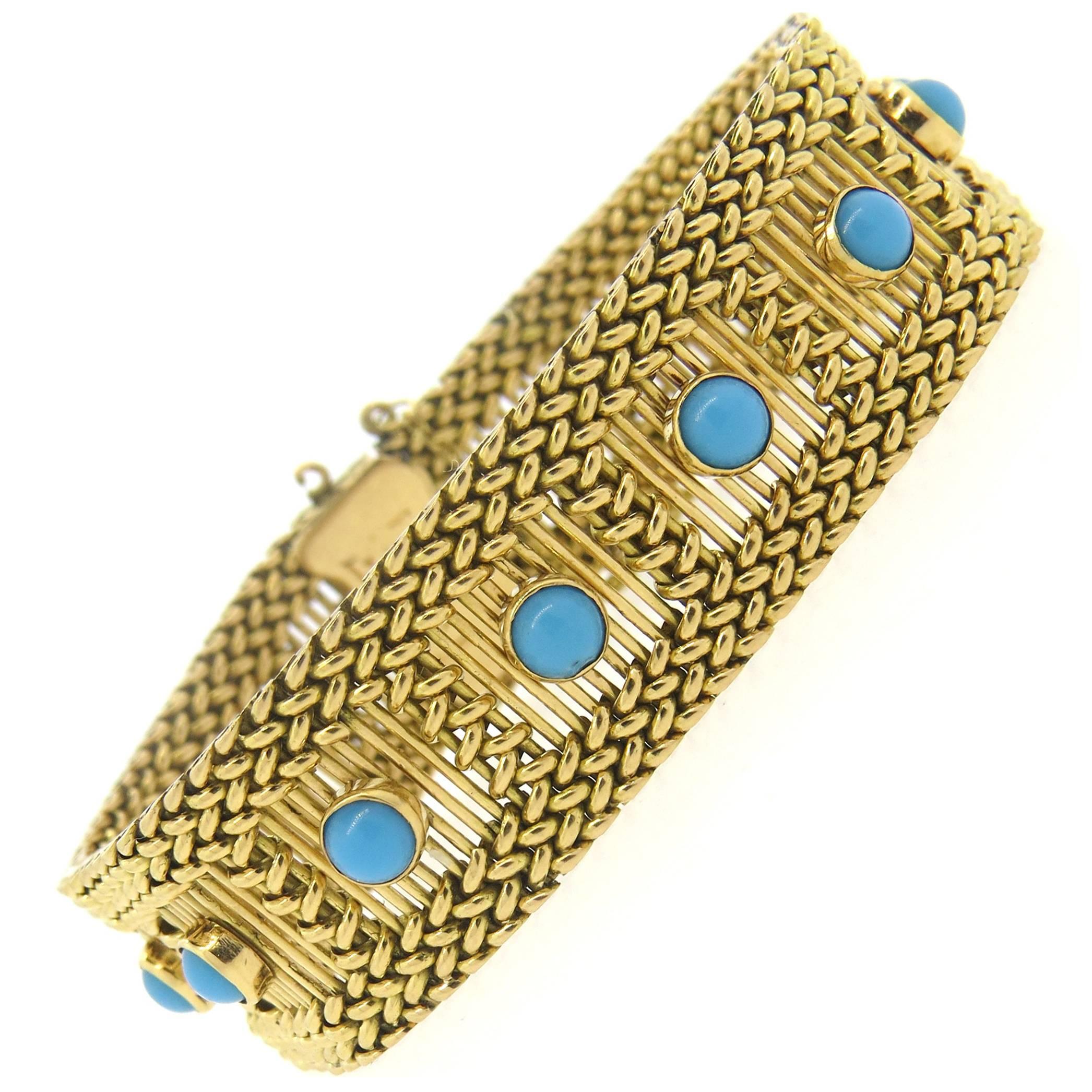 1960s Turquoise Gold Bracelet