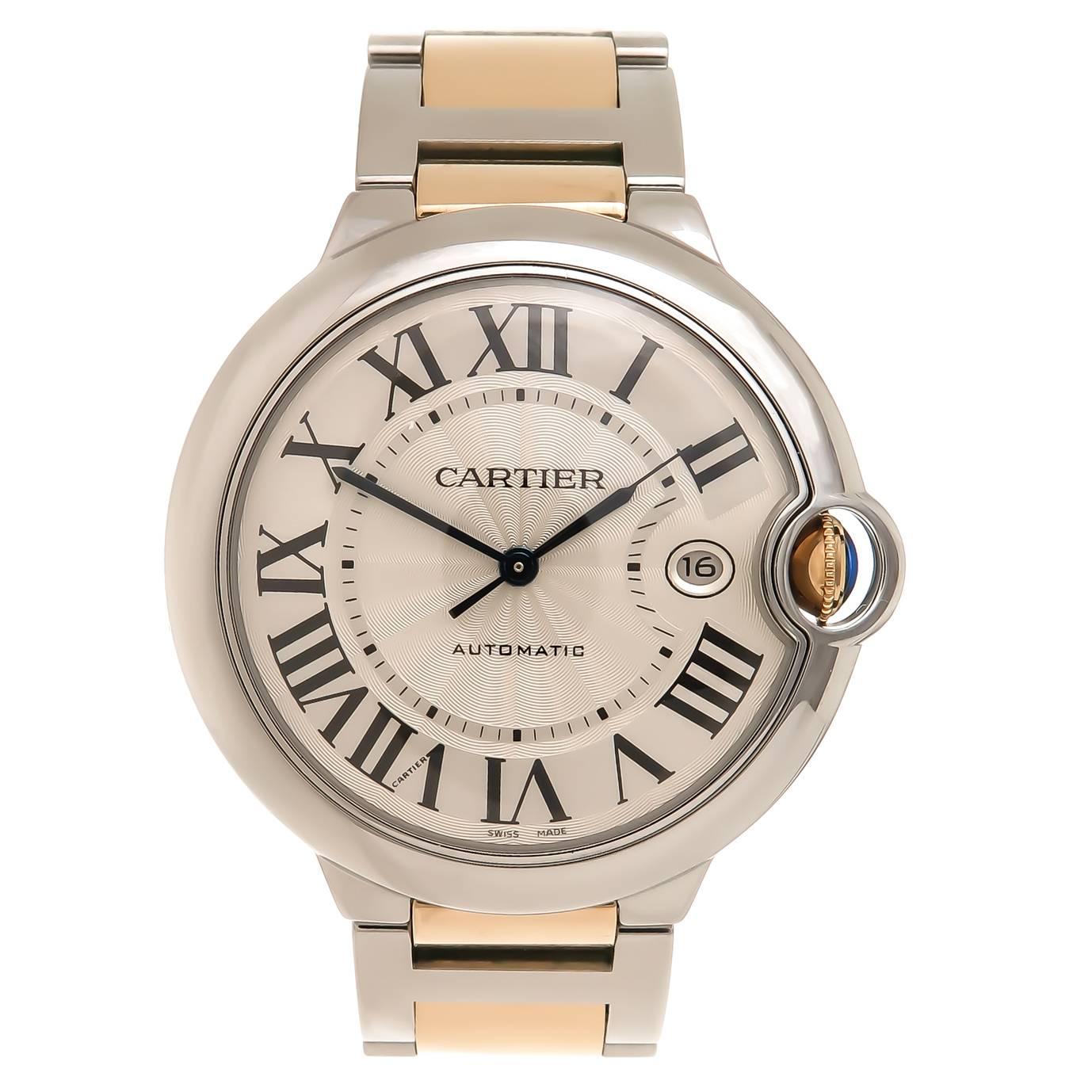 Cartier Yellow Gold Stainless Steel Ballon Bleu Automatic Wristwatch