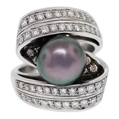 Pearl Diamond Gold Cocktail Ring 1