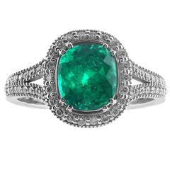 2.00 Carat Emerald Diamond gold Cluster Ring