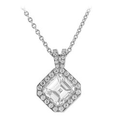 1.20 Carat Asscher Cut Diamond Platinum Pendant