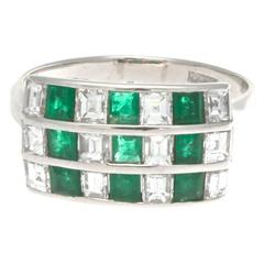 Diamond Emerald Platinum Ring