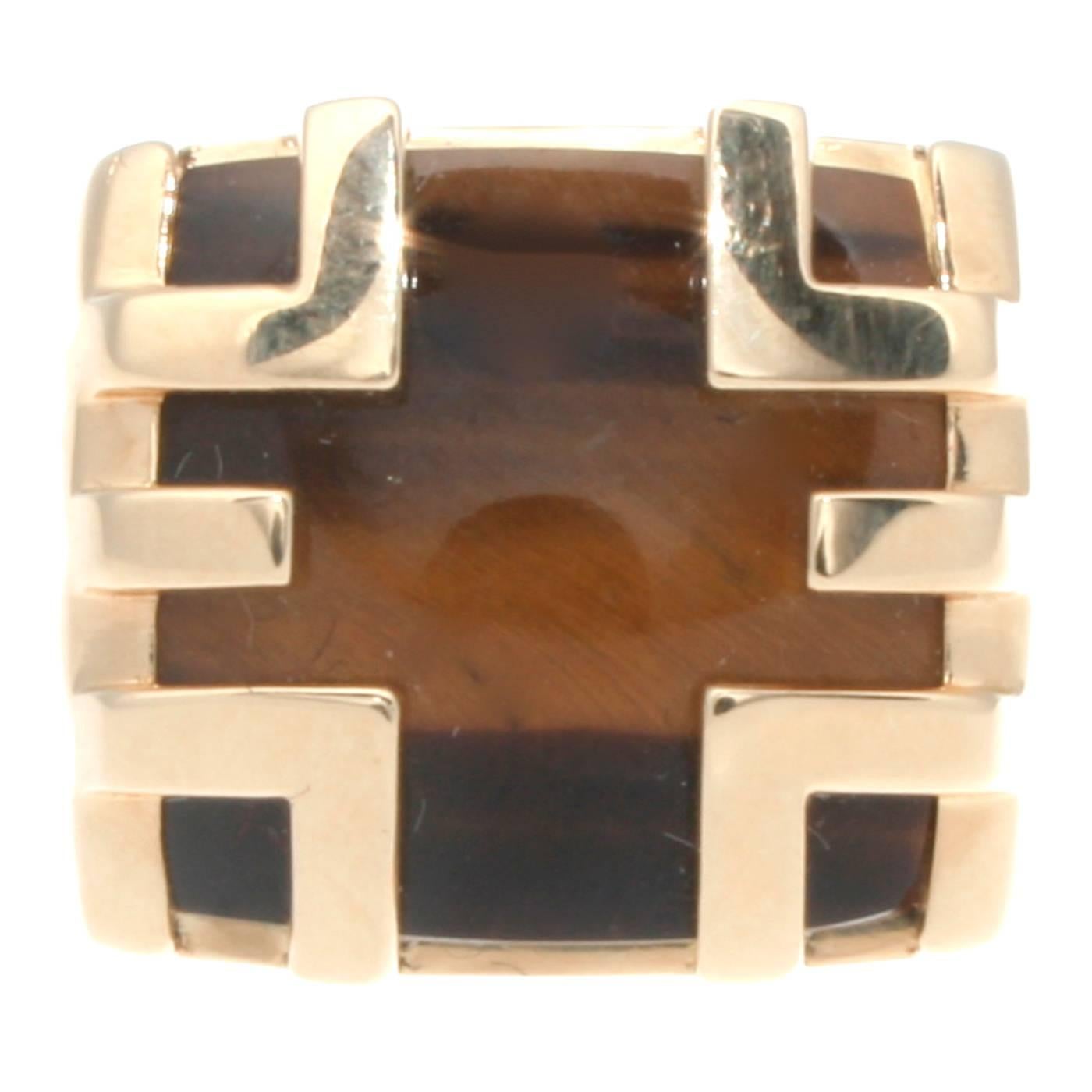 Cartier Tiger's Eye Gold Cage Ring