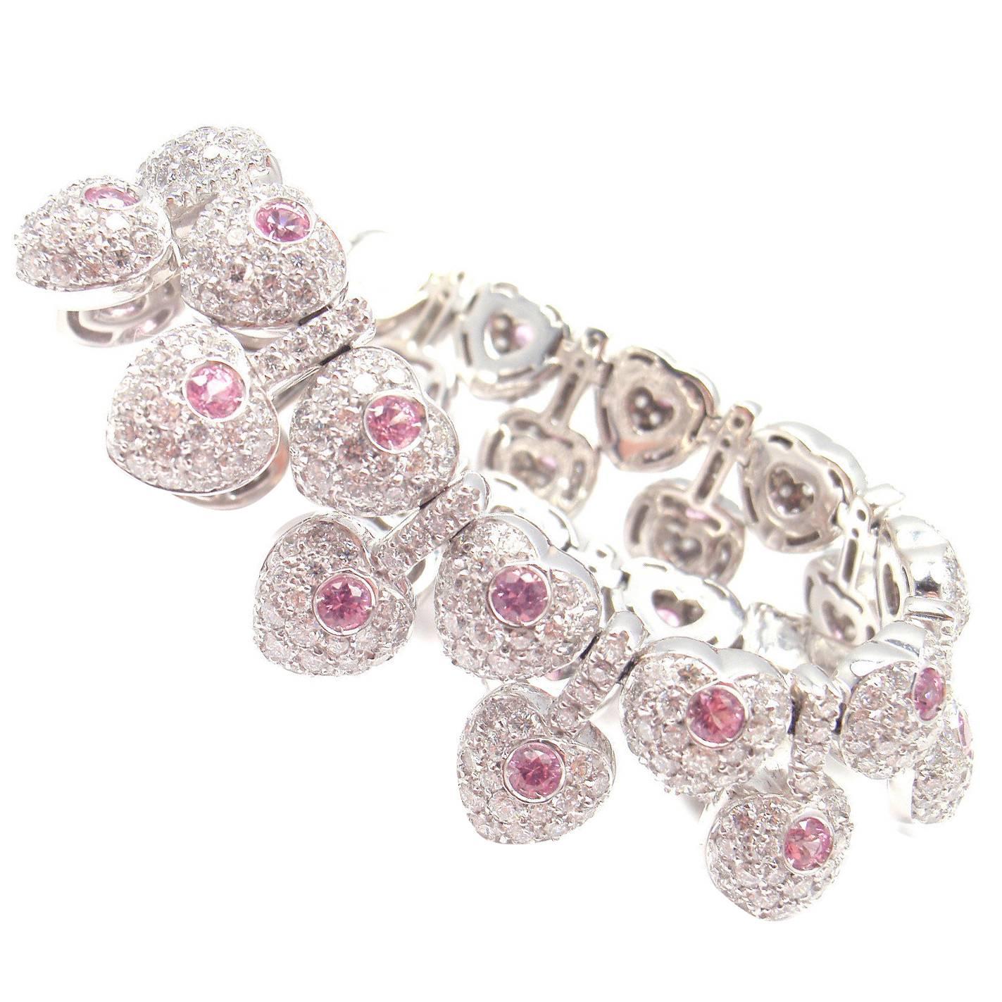 Pasquale Bruni Vanita Pink Sapphire Diamond Gold Heart Bracelet