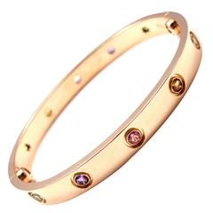 Cartier Multi-Gem Gold Love Bangle Bracelet