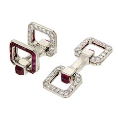Vintage Ruby Diamond Platinum Cufflinks