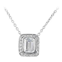 1.01 Carat Emerald Cut Diamond platinum Pendant