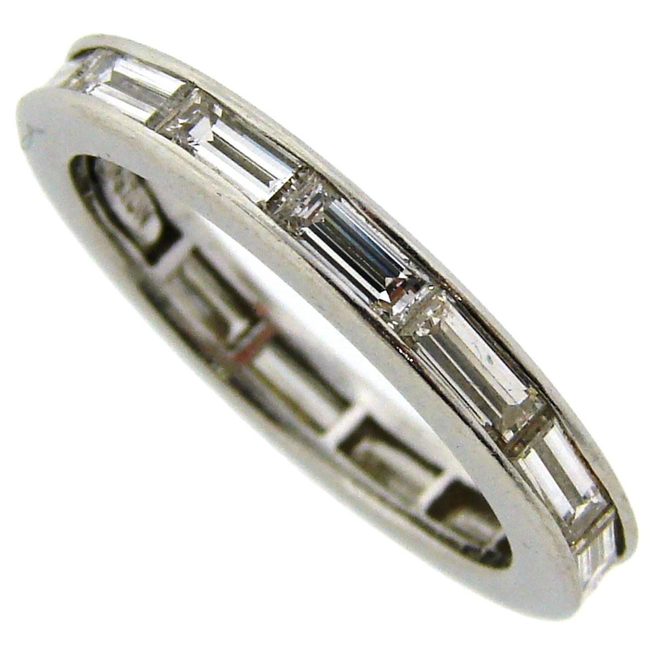 Harry Winston Baguette Diamond Platinum Wedding Band Ring