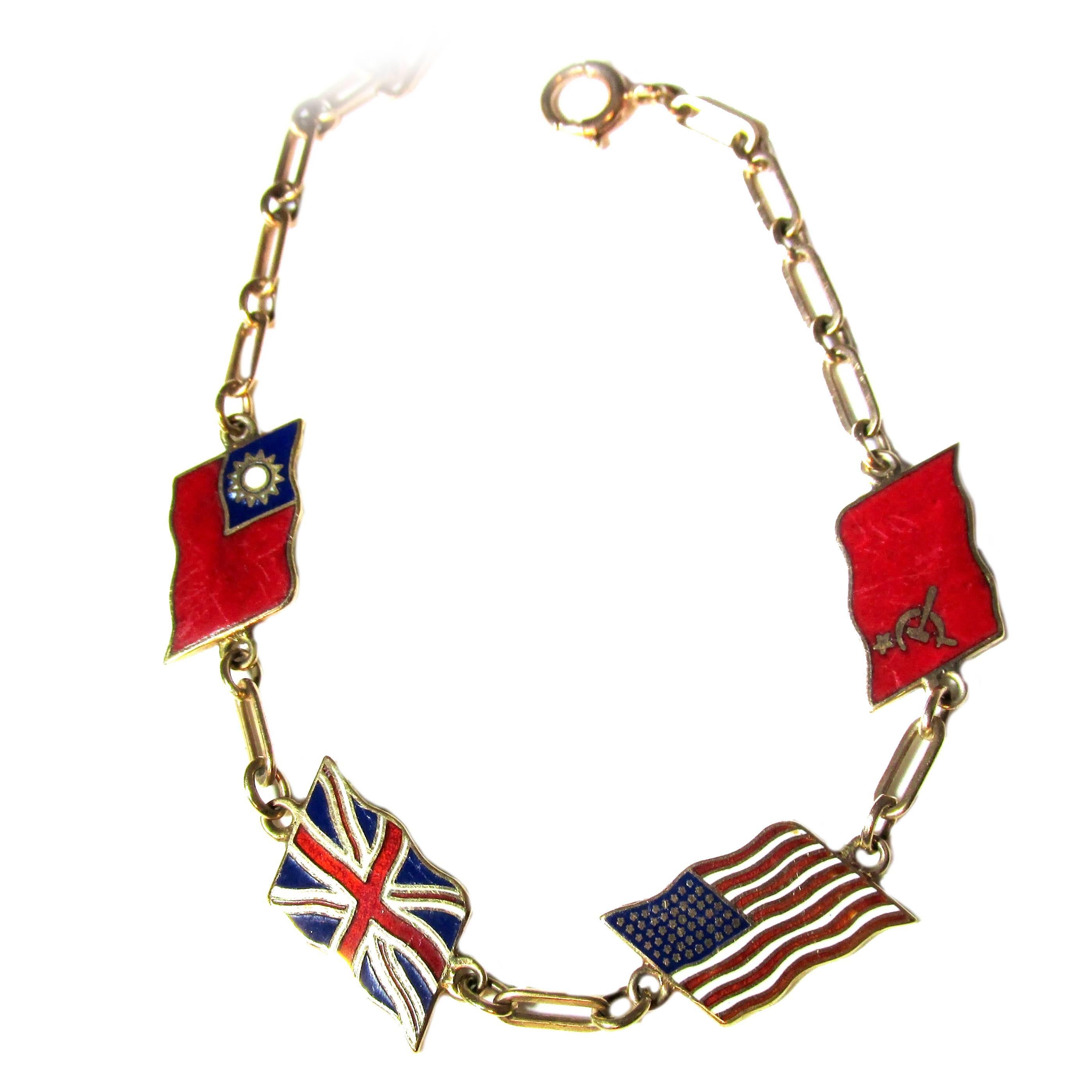 1945 World War II flag motif bracelet