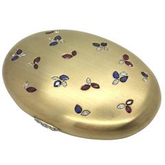 Italian Diamond Sapphire Ruby and Gold Powder Box