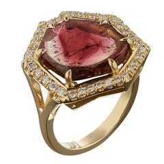 Tessa Packard Watermelon Tourmaline Diamond Gold Ring 12