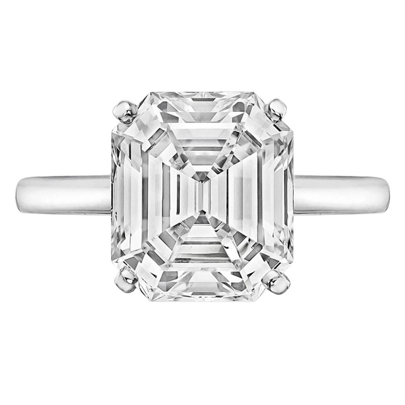 Graff 4.34 Carat Emerald-Cut Diamond Solitaire Engagement Ring