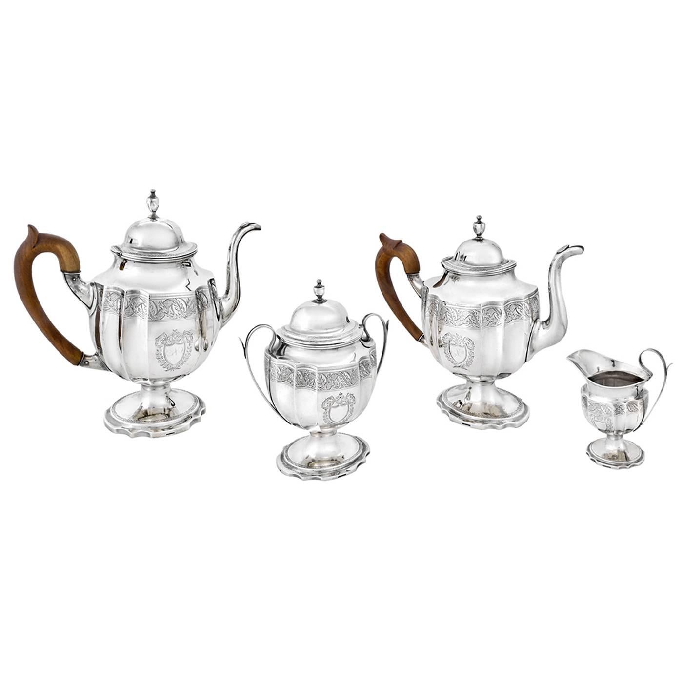 Early-American 4-Piece Silver Tea & Coffee Service