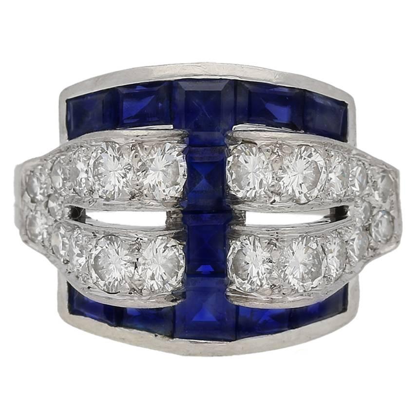 Art Deco sapphire and diamond ring by Tiffany & Co, American, circa 1935.