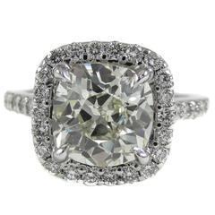 2.65 Carat Antique Cushion Diamond Gold Engagement Ring 7