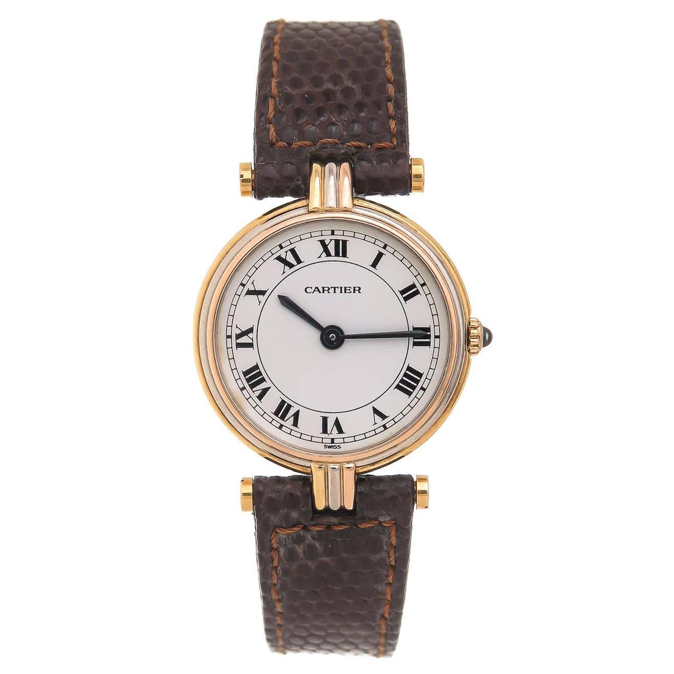Cartier Lady's Tricolor Gold Vendome Quartz Wristwatch at 1stDibs