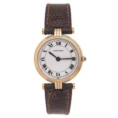 Vintage Cartier Lady's Tricolor Gold Vendome Quartz Wristwatch