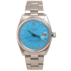 Rolex Stainless Steel Date Custom Color Dial Automatic Wristwatch Ref 1500 