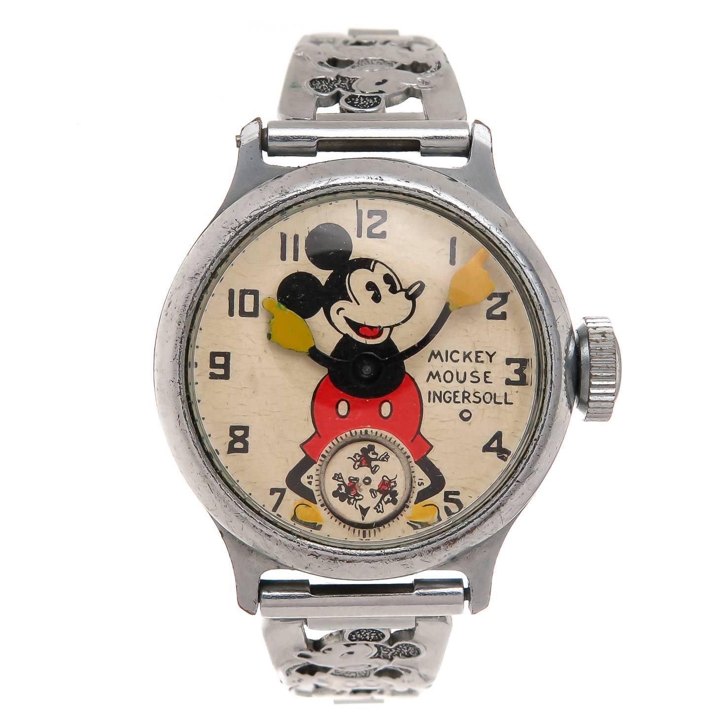 Ingersoll chromed steel Mickey Mouse wristwatch With important Provenance 1933