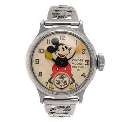 Vintage Ingersoll chromed steel Mickey Mouse wristwatch With important Provenance 1933