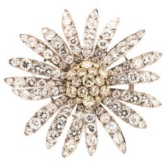 Retro 1960s Large Diamond Daisy Flower Brooch