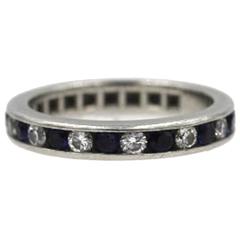 Tiffany & Co. Sapphire Diamond Platinum Wedding Band Ring