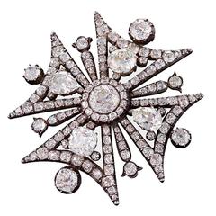 Antique Victorian Diamond Maltese Cross Brooch 1