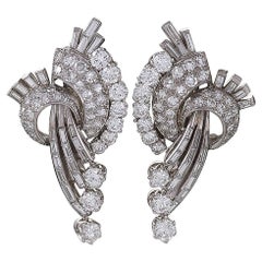 French 1950s Diamond and Platinum Earrings