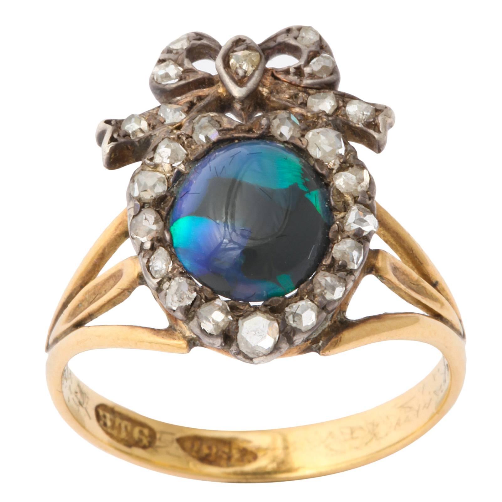 Antique Victorian Sumptuous Black Opal Ring