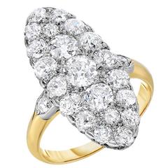 Edwardian Diamond Gold Platinum Cluster Ring