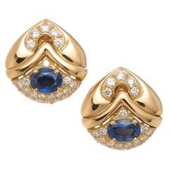 Bulgari sapphire diamond gold Ear clips 