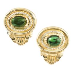 Tourmaline Diamond Gold Earrings 12