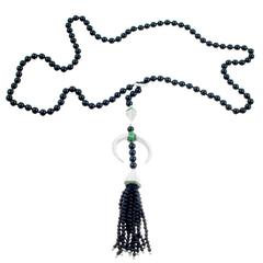 Shaun Leane Tsavorite Garnet Onyx Diamond Gold Tassel Lariat Necklace 4