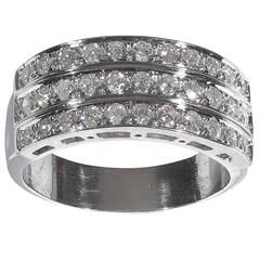Diamond Gold Three Row Band Ring 11