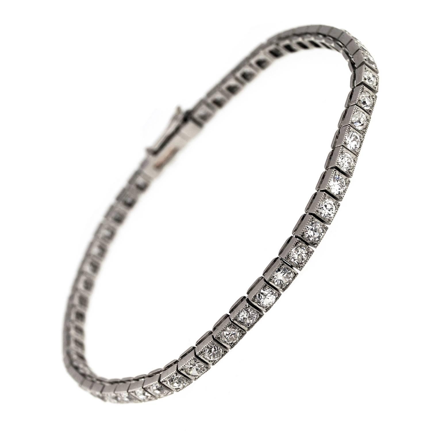 1920s Cartier Diamond Platinum tennis Bracelet