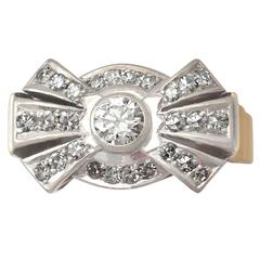 0.86Ct Diamond & 14k Yellow Gold, Platinum Set Dress Ring - Vintage Circa 1950 5