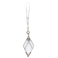 Antique Sapphire Diamond Platinum Lorgnette Necklace