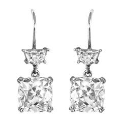 Cushion-Cut Old Mine Brillant Diamond Ear pendants 10