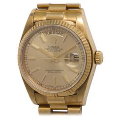 Rolex Yellow Gold Day Date Wristwatch Ref 18038 