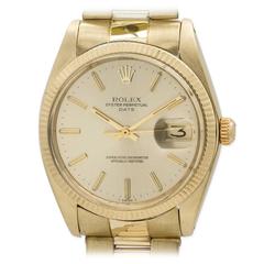 Vintage Rolex Yellow Gold Oyster Perpetual Date Wristwatch Ref 1500