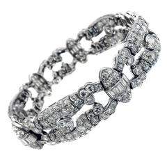 1930s Art Deco Diamond Platinum Bracelet 9