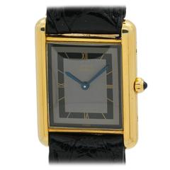 Vintage Cartier Man's Vermeil Tank Louis Must de Cartier Wristwatch circa 1980s