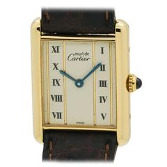 Vintage Cartier Man's Vermeil Tank Louis Must de Cartier Wristwatch circa 1990s