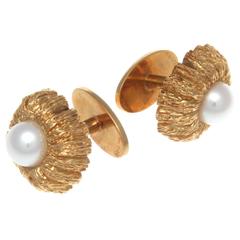 Ruser Cultured Pearl Gold Cufflinks