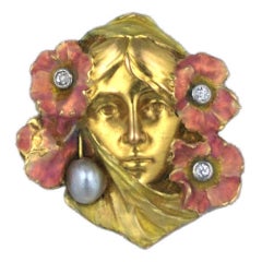 Art Nouveau Enameled Woman