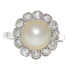 Pearl Diamond Gold Ring