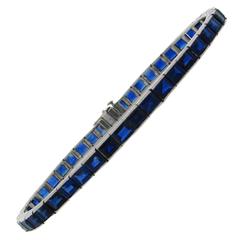 1920s Art Deco Sapphire Platinum Tennis Bracelet