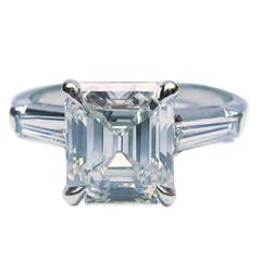 2.46 Carat GIA cert emerald cut diamond platinum engagement Ring