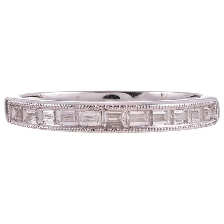 Baguette Diamond Half Eternity Band at 1stDibs
