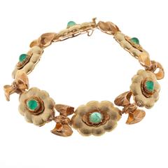 Buccellati Emerald Diamond Gold Link Bracelet 12